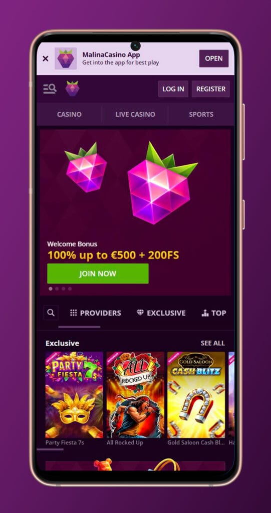 mobile app malina casino
